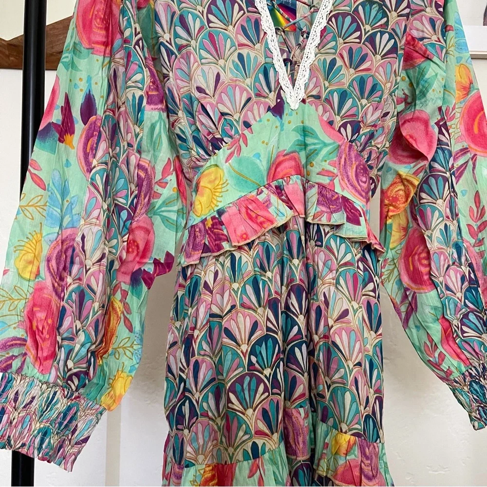 Bohemian colorful long sleeve dress - small - Picture 7 of 17
